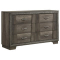 Gray Pine Wood 6 Drawer Dresser R668946