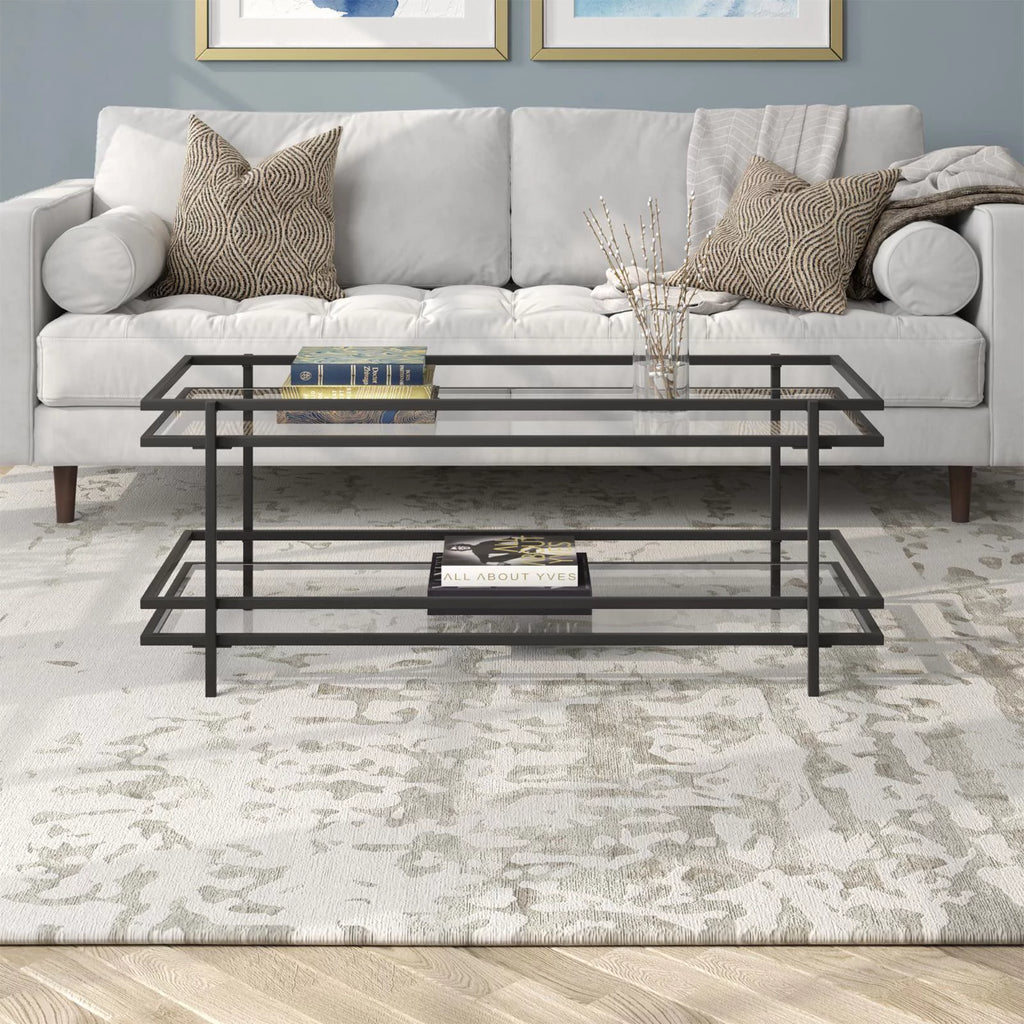 Modern Steel and Glass Coffee Table Z876