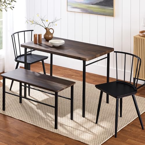 4-Piece Dining Table Set with 2 Chairs and Bench J88943