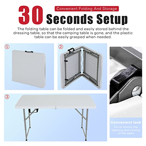 Folding Table 4FT Plastic Height Adjustable White N6204