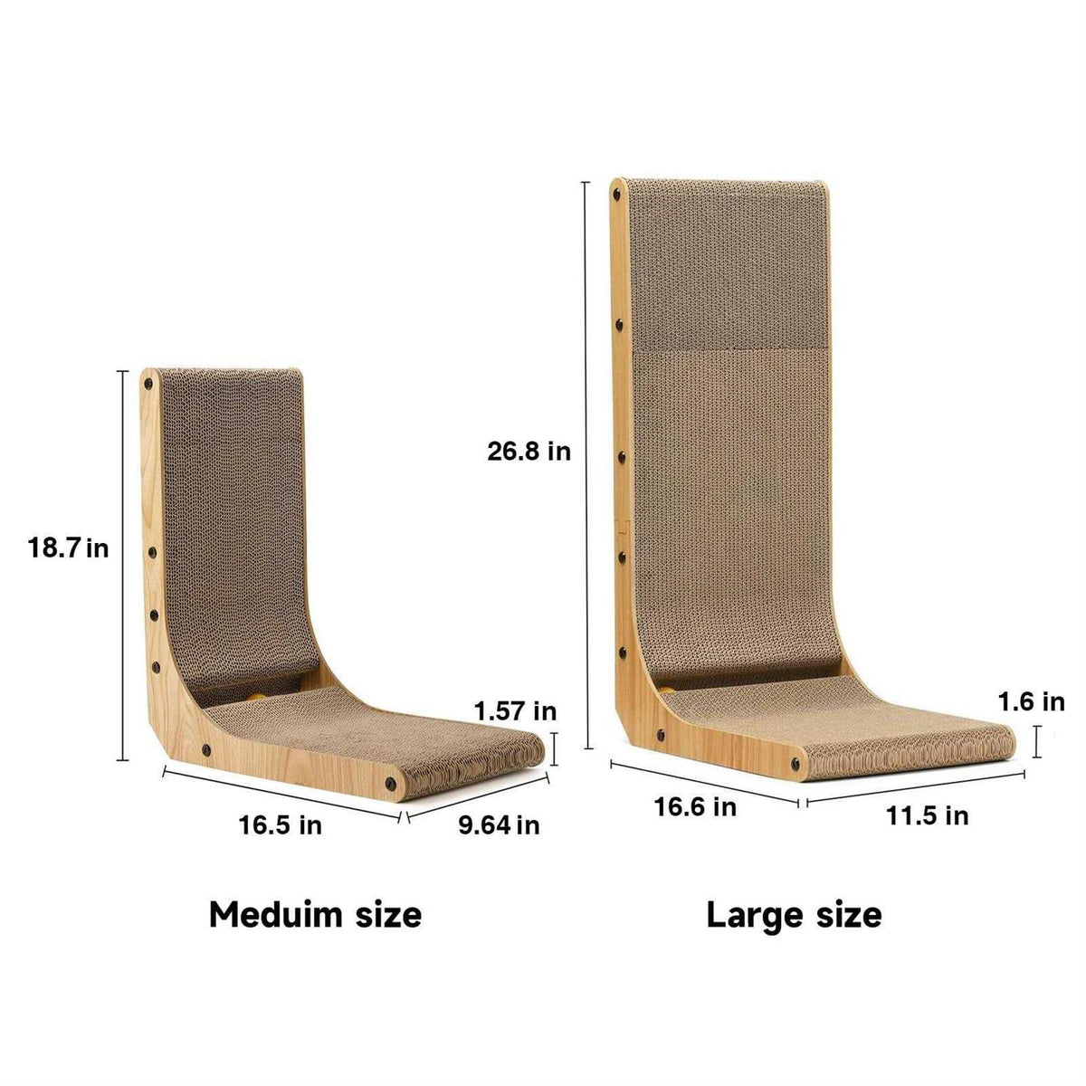 26.8 Inch L Shape Wall Mounted Cat Scratcher U8622