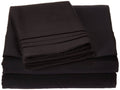 1500 Thread Count 4-Piece Bed Sheet Set Queen Deep Pockets Black K7719