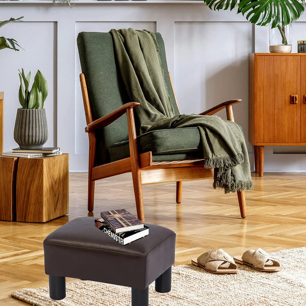 Small Faux PU Leather Rectangular Ottoman L474977