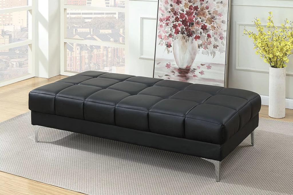 Black Bonded Leather Extra Large Ottoman A36837