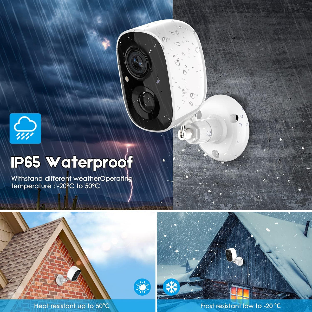Wireless Outdoor Security Camera with Spotlight, 1080P Battery Powered WiFi Surveillance Cameras, Night Vision, Motion Detection, 2-Way-Talk, IP65 Weatherproof N3604
