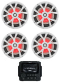 Marine Receiver with Bluetooth and 4 8" White LED Speakers N322862