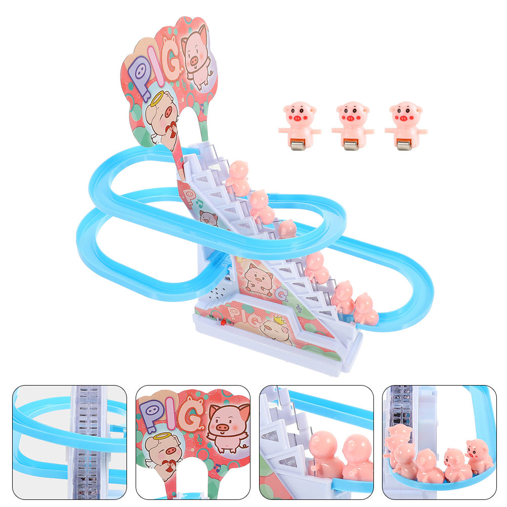 Piggy Sliding Toys Electric Piggy Climbing Stairs Tracks Slide Toy C291