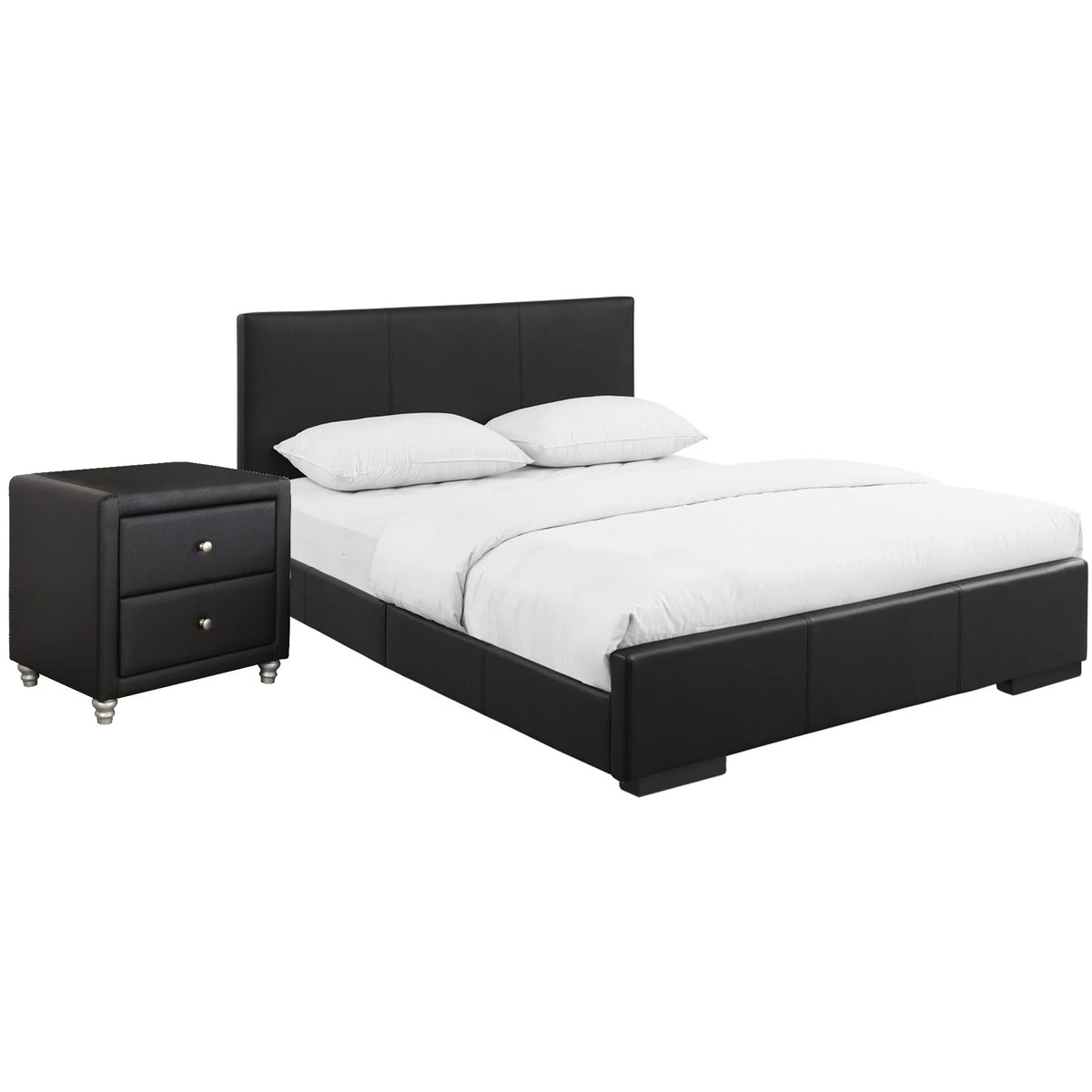 Black Queen Upholstered Platform Bedroom Set O439