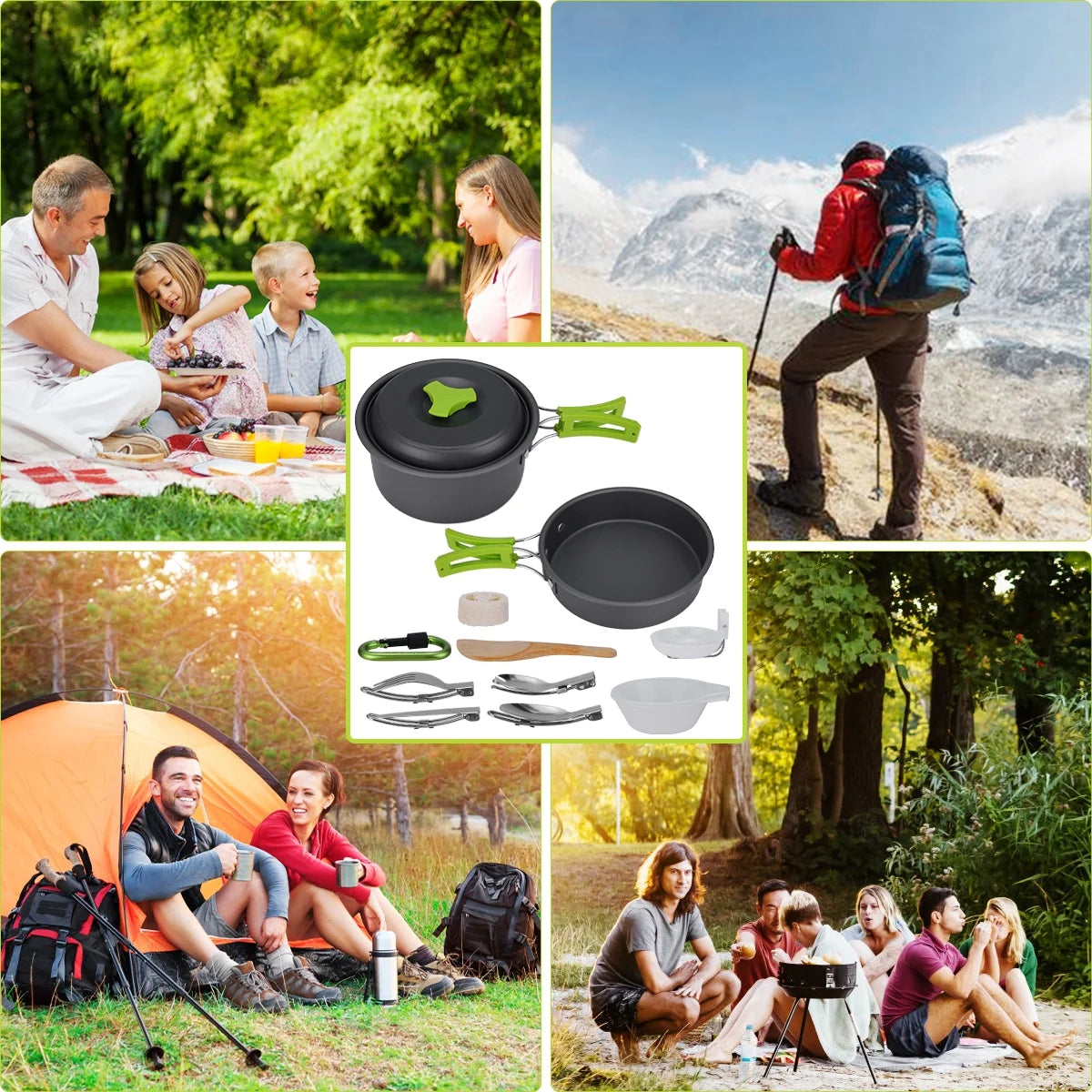 15 Pcs Non Stick Camping Cookware Set G1536