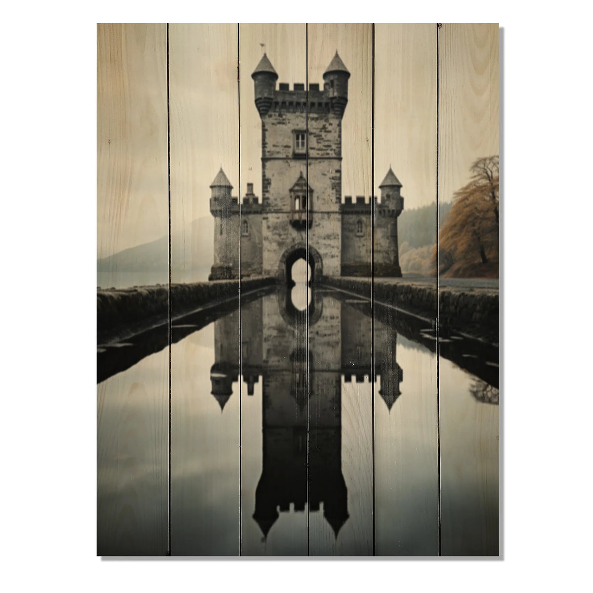 Natural Pine Wood Cityscapes Print D944
