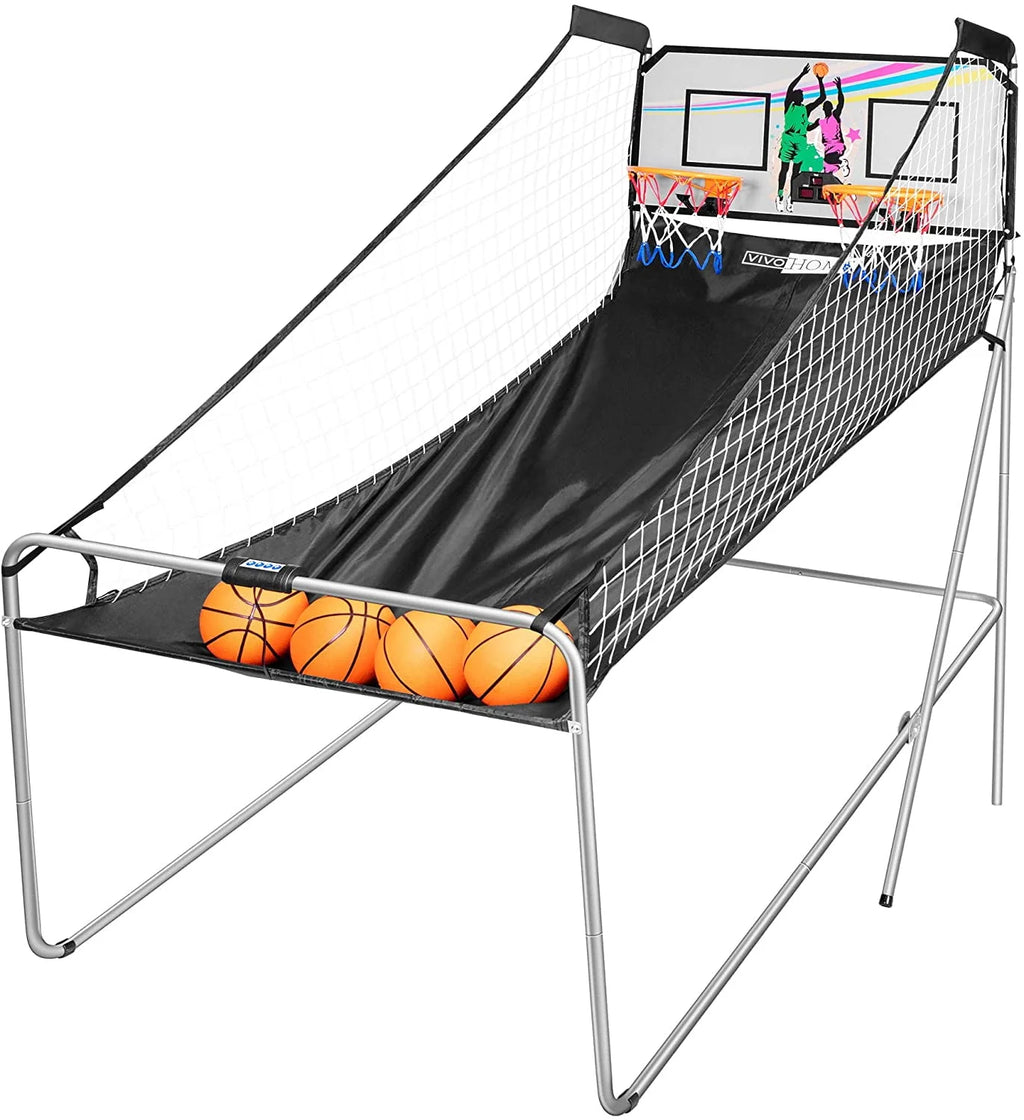 Foldable Arcade Basketball Game with 4 Balls and LED Scoring System I419084