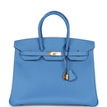 Birkin 35 Bleu Paradise Epsom Gold Hardware N41204