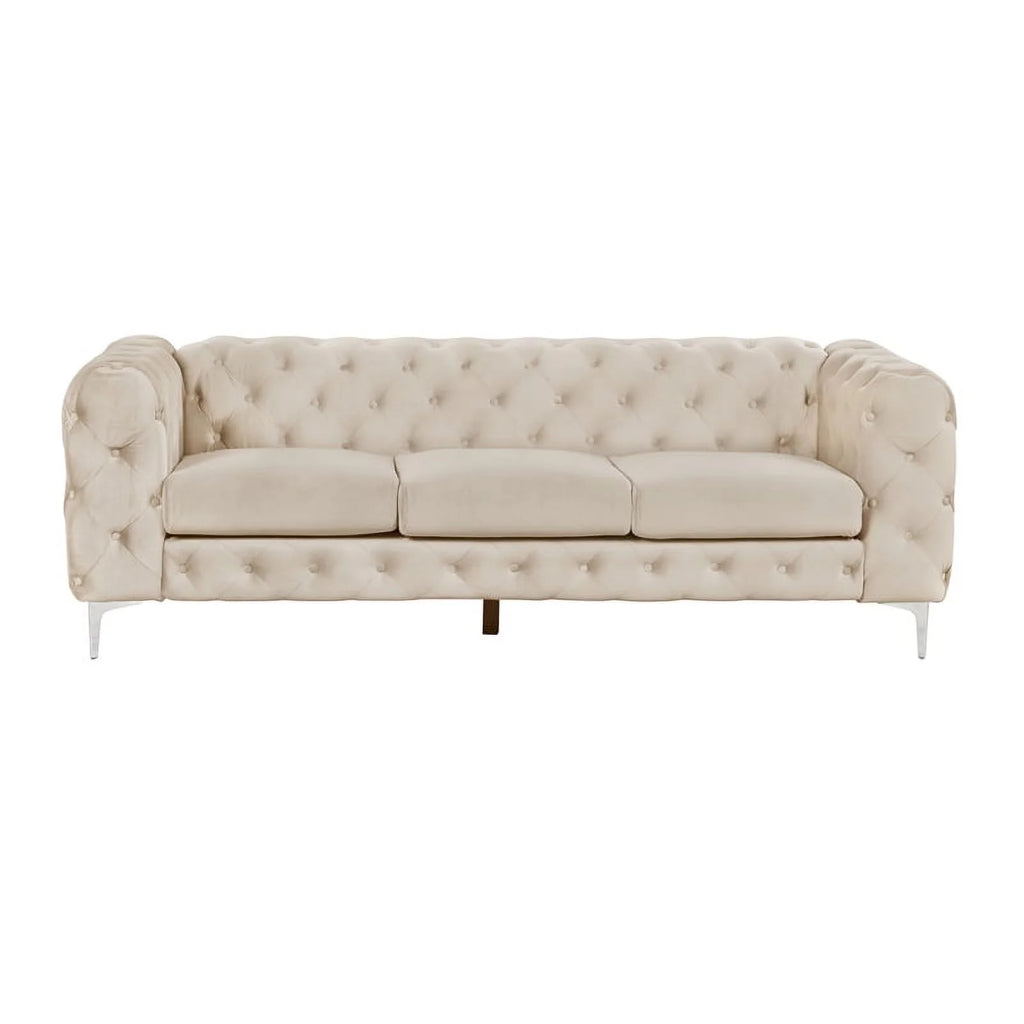 3 Piece Beige Velvet Sofa Set D6961