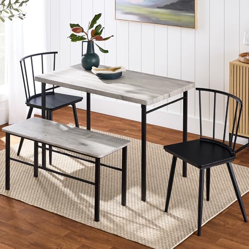 4-Piece Dining Table Set with 2 Chairs and Bench J88943