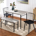 4-Piece Dining Table Set with 2 Chairs and Bench J88943