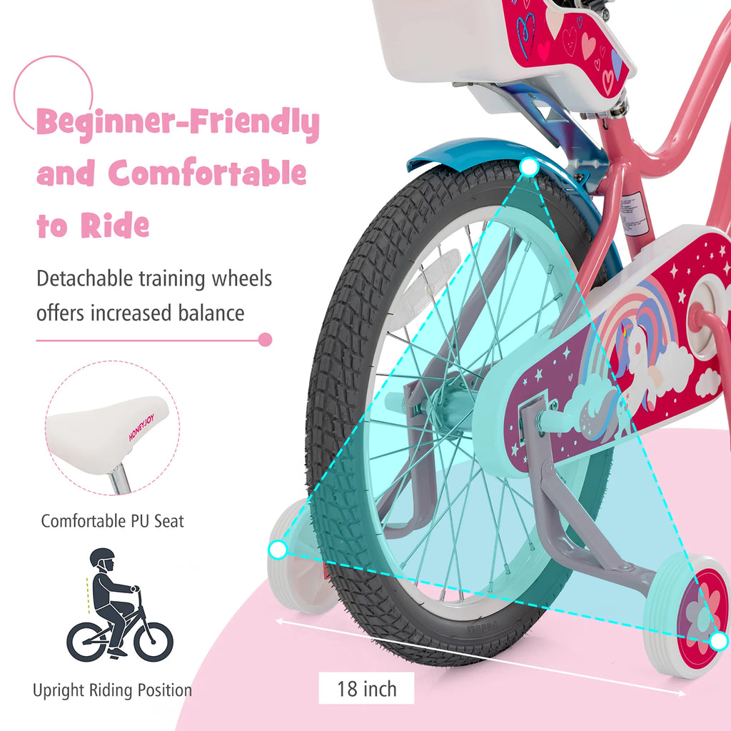 18 Inches Kids Bicycle with Training Wheels & Basket N49115