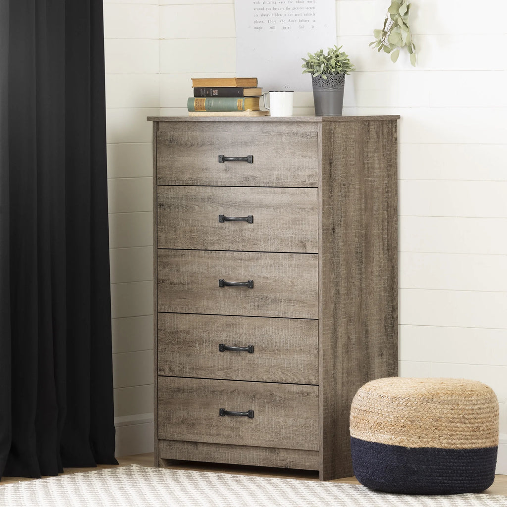 5 Drawer Weathered Oak Dresser O329512