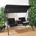 2-Person Canopy Porch Swing Padded Chair with Cooler Bag G6046
