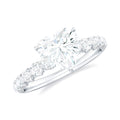 Heart Shape Moissanite Solitaire Engagement Ring with Side Stones, 925 Sterling Silver S11983