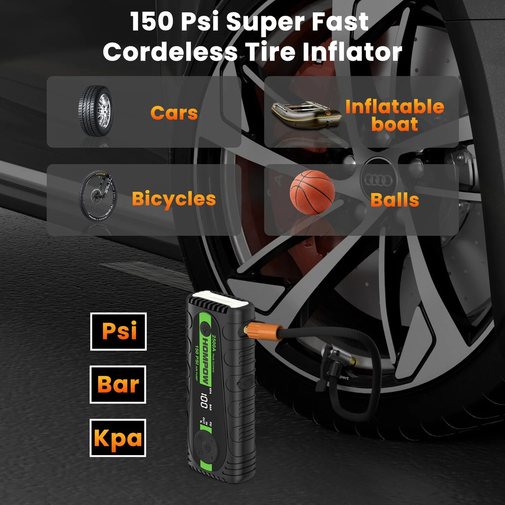 2500A Portable Jump Starter with Air Compressor T523