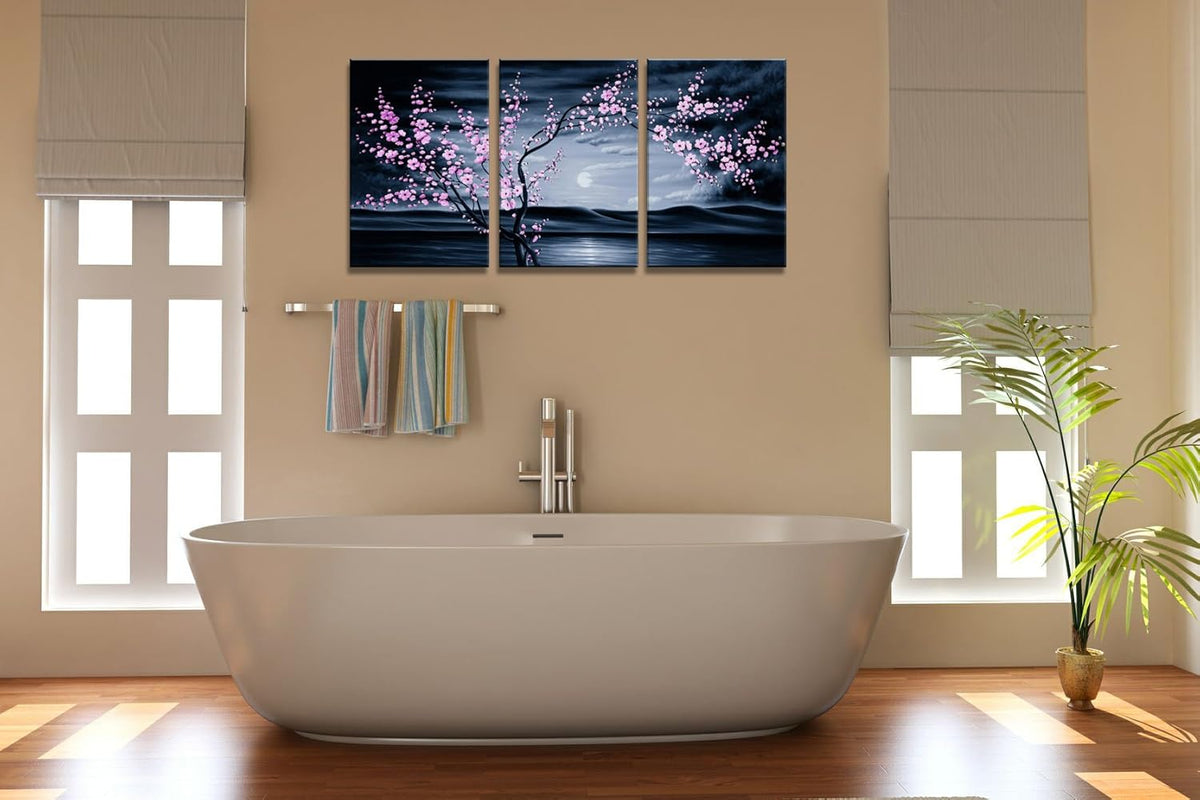 3 Pieces Purple Plum Blossom Canvas Painting Wall Art L706404