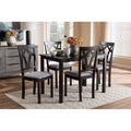 Grey Fabric Upholstered 5-Piece Dining Set V8096