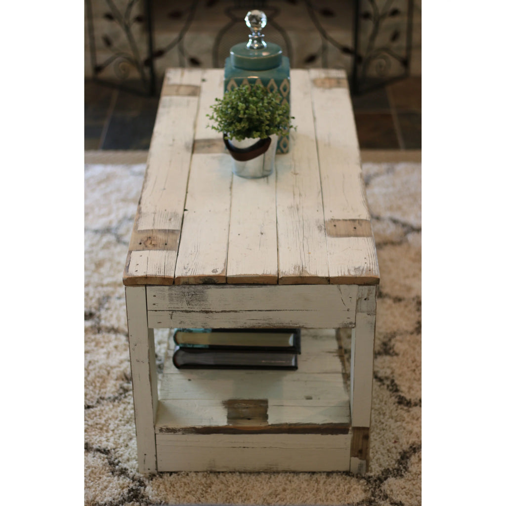 Unfinished Wood Coffee Table with Shelf E443779