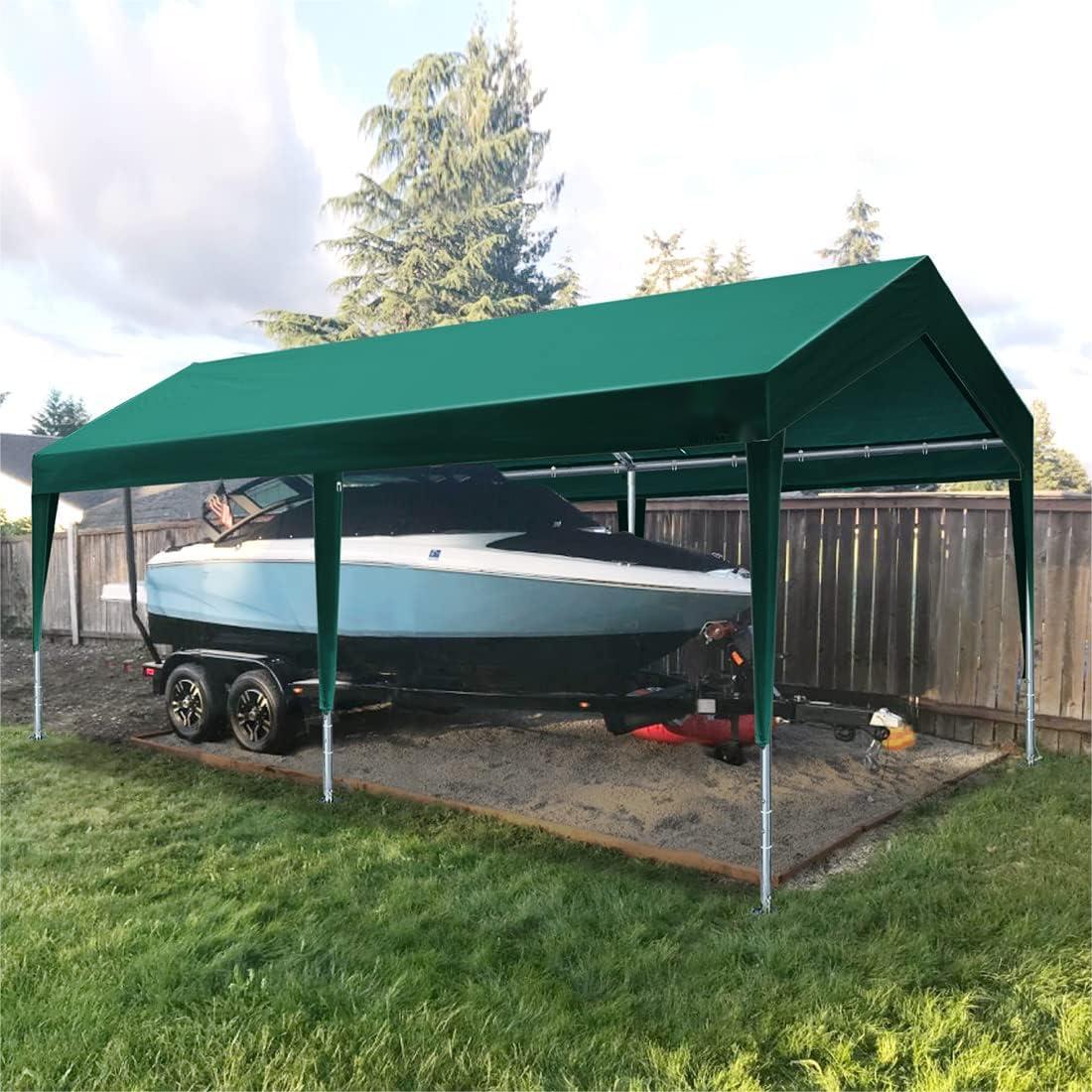 Heavy Duty Carports Car Canopy Garage Boat Shelter Party Tent, Adjustable Height from 9.5 ft to 11 ft Z1458
