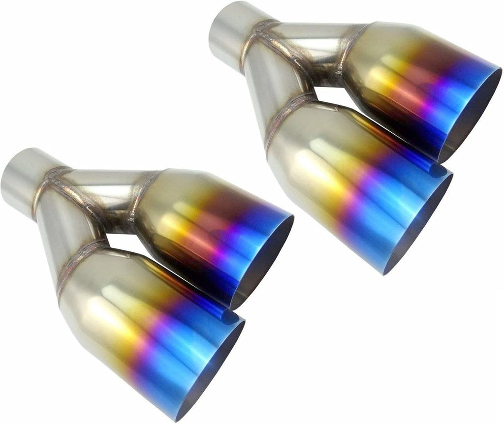 Polished Stainless Steel Dual Exhaust Tips 2.5" Inlet 3.5" Outlet Pack of 2 I6595