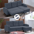 Dark Grey L-Shape Sleeper Sofa with Storage Armrest X6623