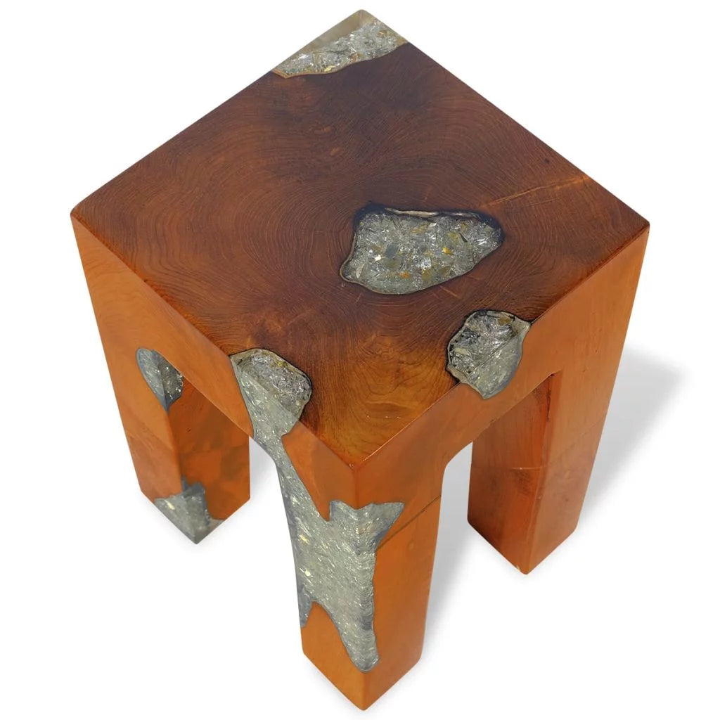 Teak Wood and Resin Stool Z1689