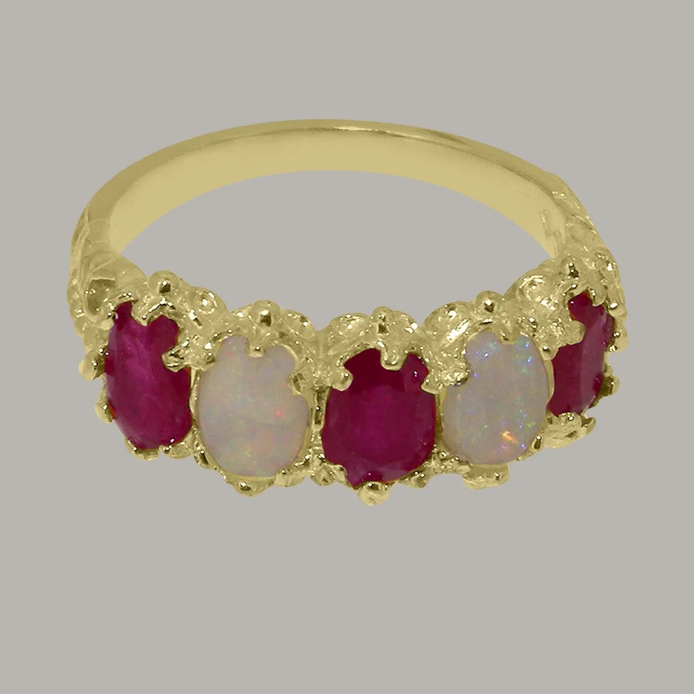 18k Yellow Gold Natural Ruby & Opal Eternity Ring D497637