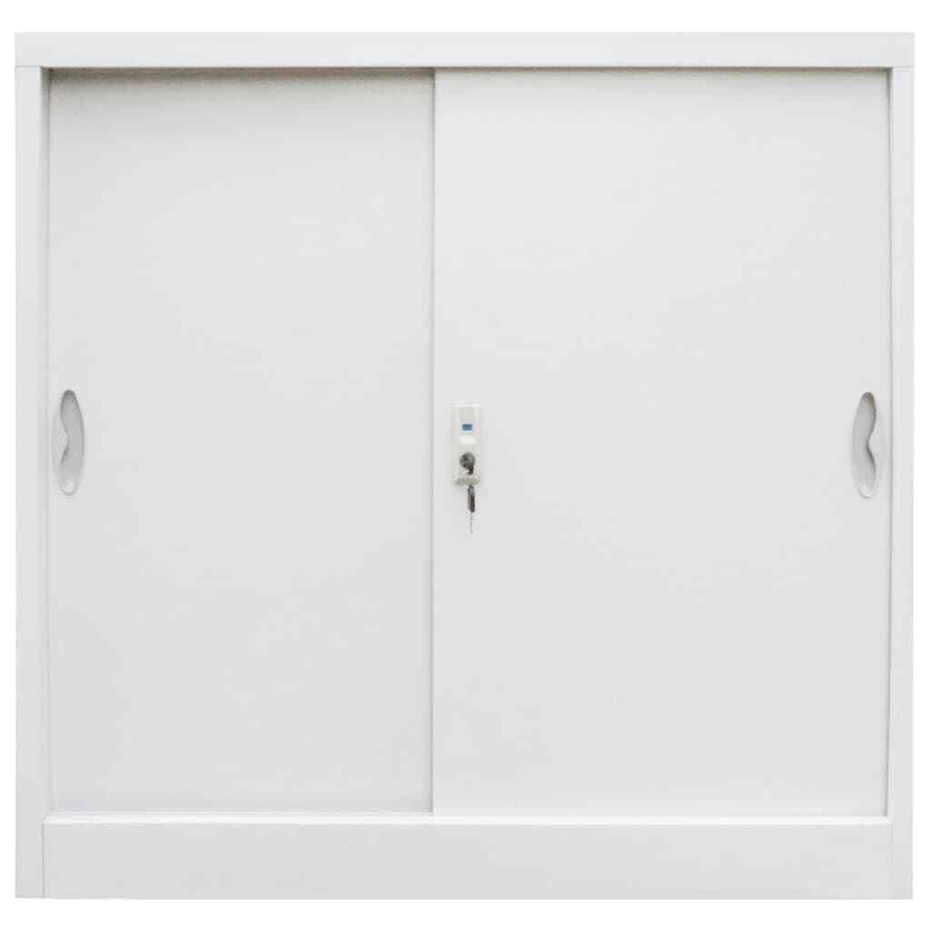 Gray Metal Office Cabinet with Sliding Doors I49900