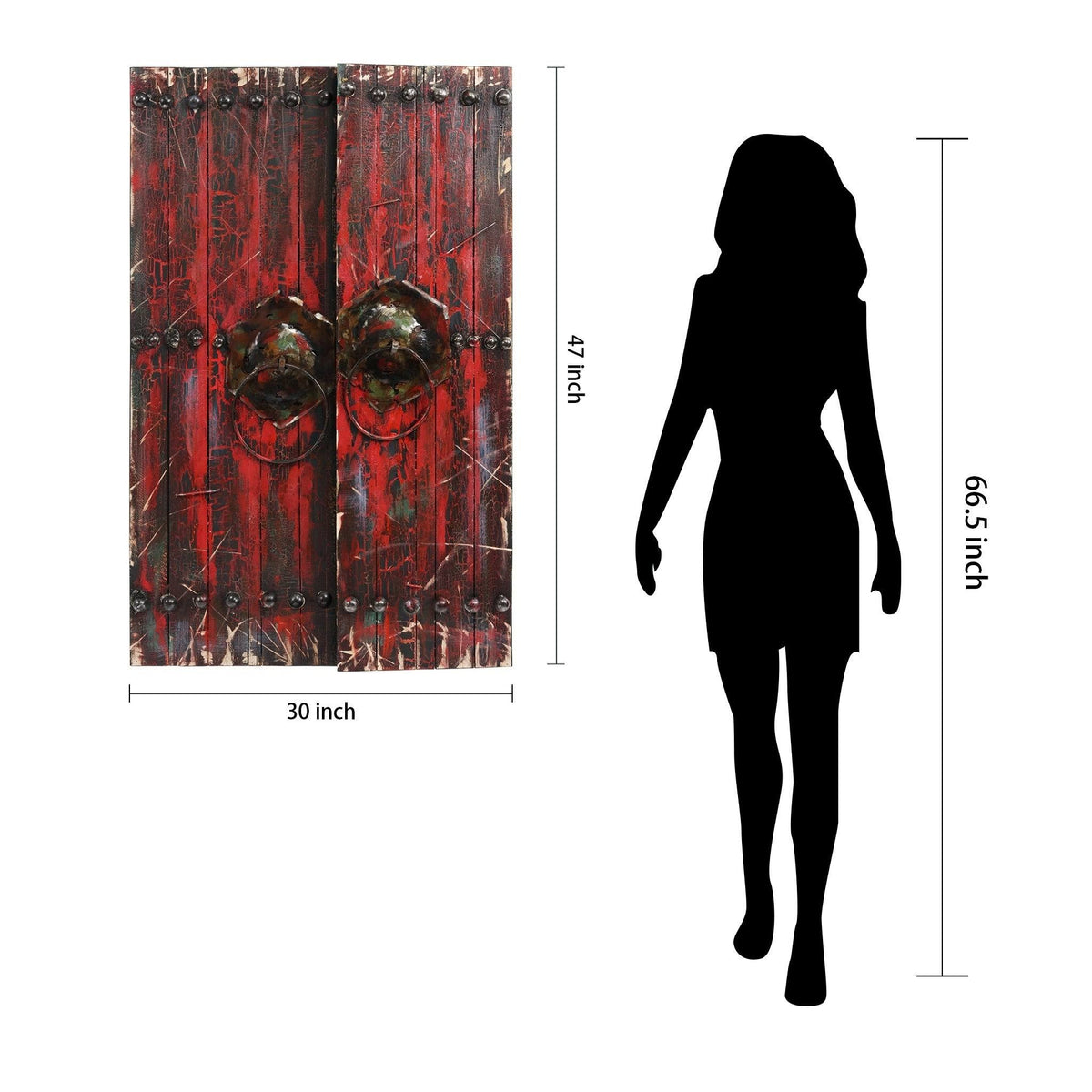 Antique Wooden Doors Mixed Media Hand Painted Iron Wall Art P69771