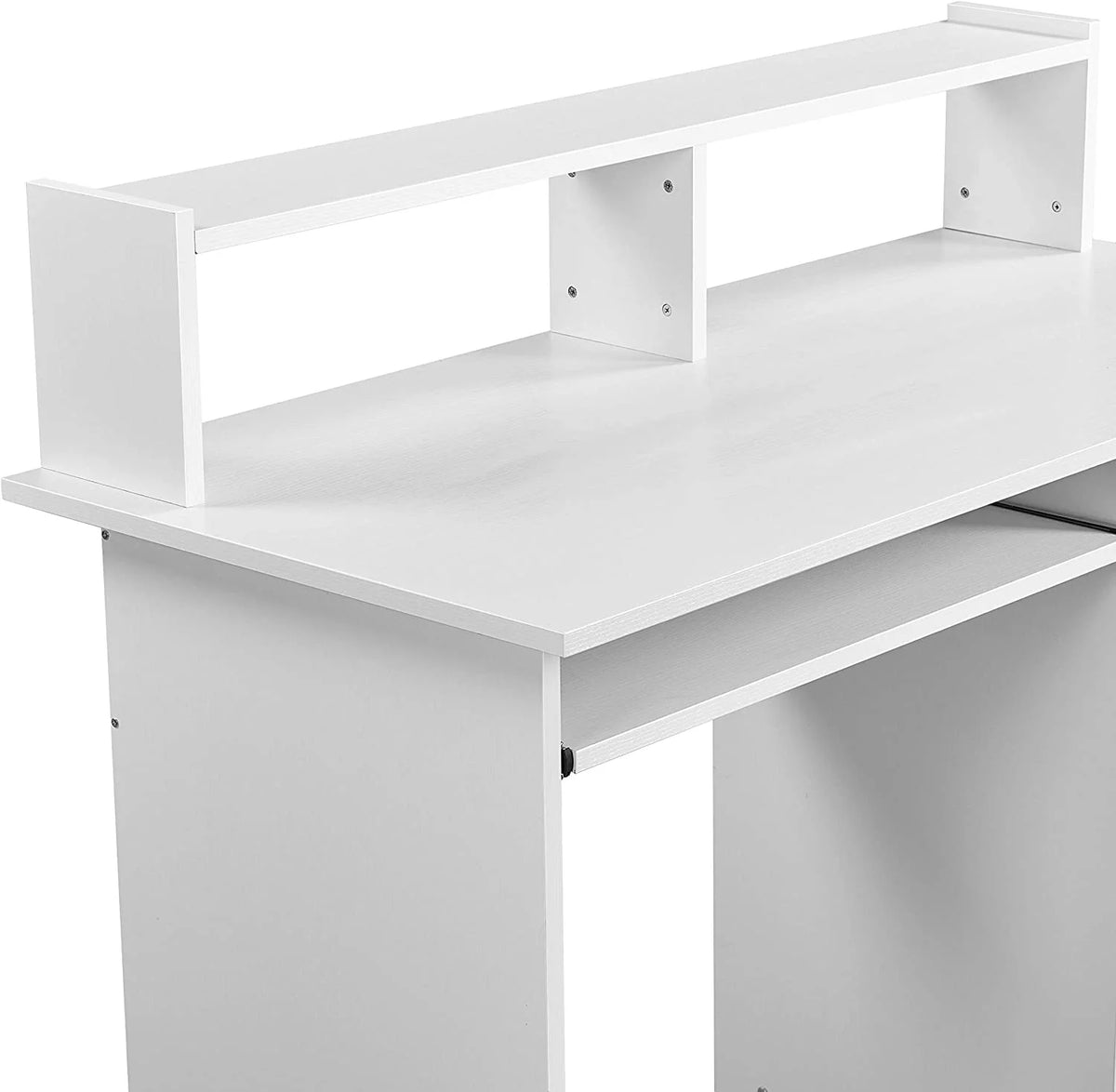 White Wood Computer Desk with Keyboard Tray and Drawers G400