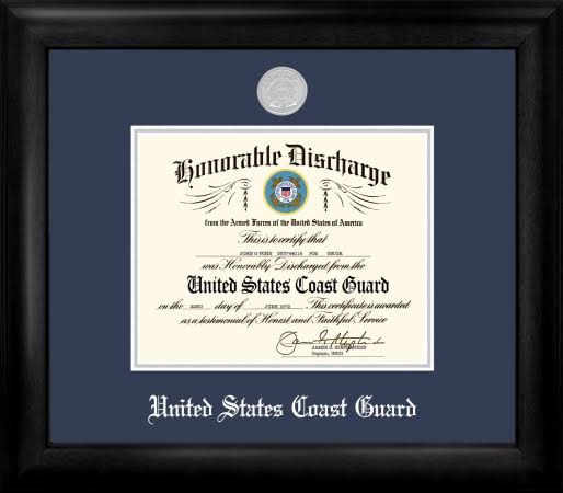 Silver Medallion Coast Guard Discharge Frame N83757