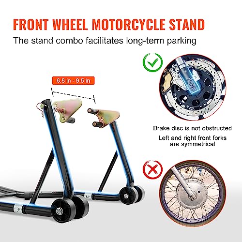 850lbs Motorcycle Stand Lift Front Rear Combo Black H414010