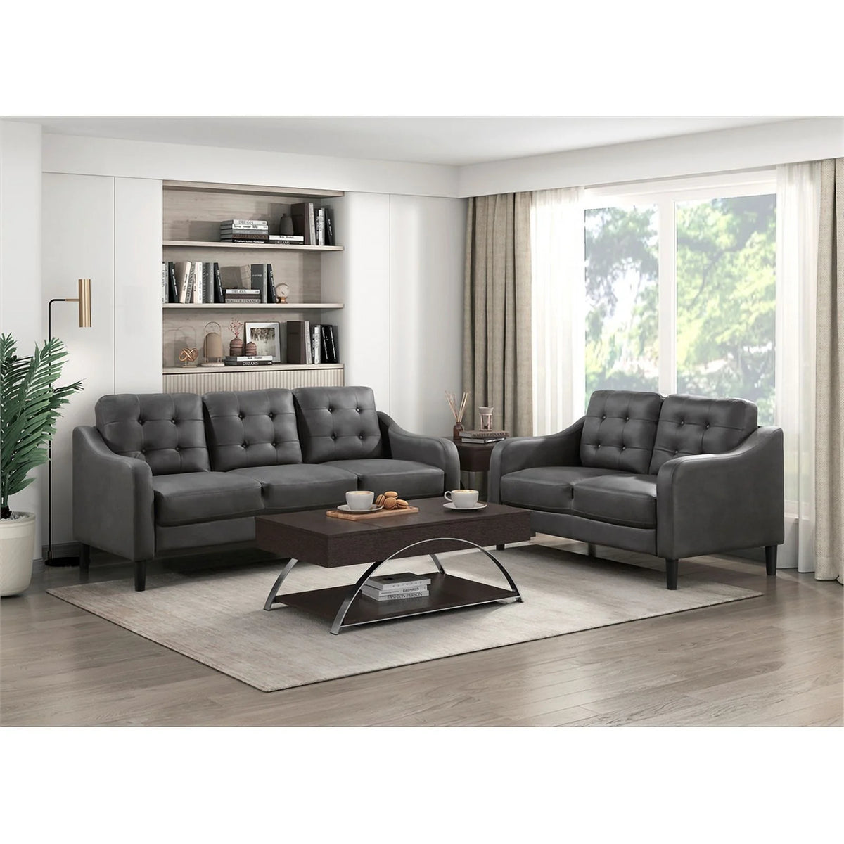 Gray Microfiber Loveseat A697