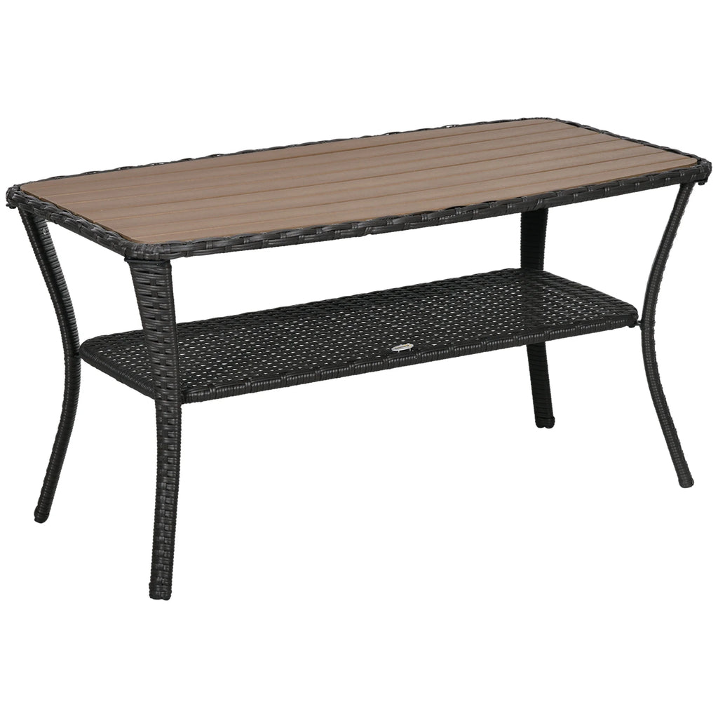 Rattan Outdoor Coffee Table with 2-Layer Storage Shelf C656699