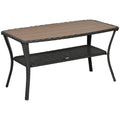 Rattan Outdoor Coffee Table with 2-Layer Storage Shelf C656699