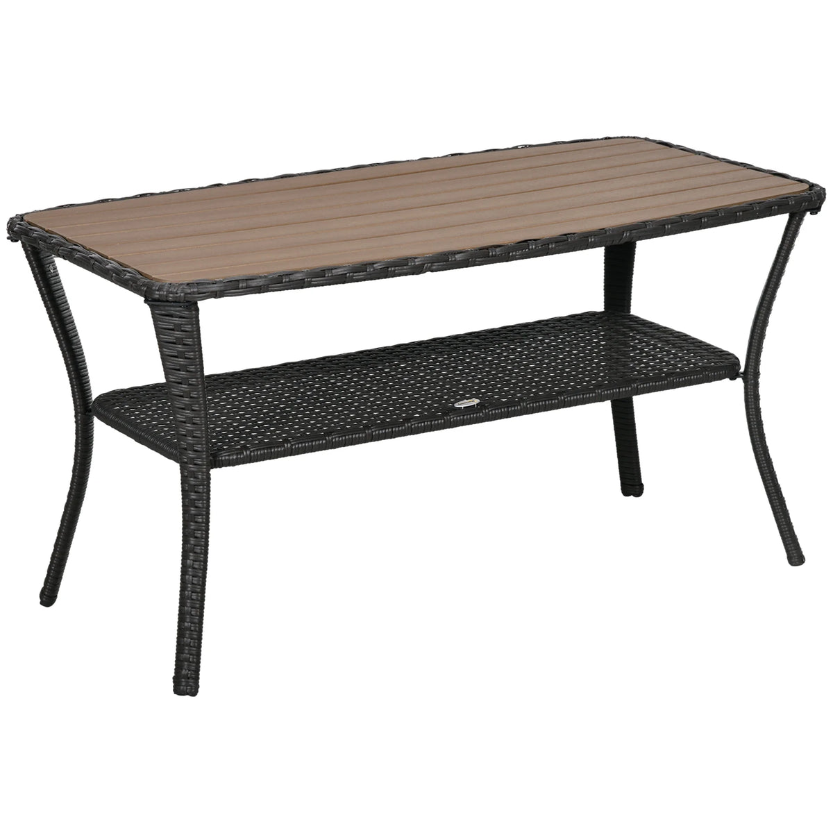 Rattan Outdoor Coffee Table with 2-Layer Storage Shelf C656699