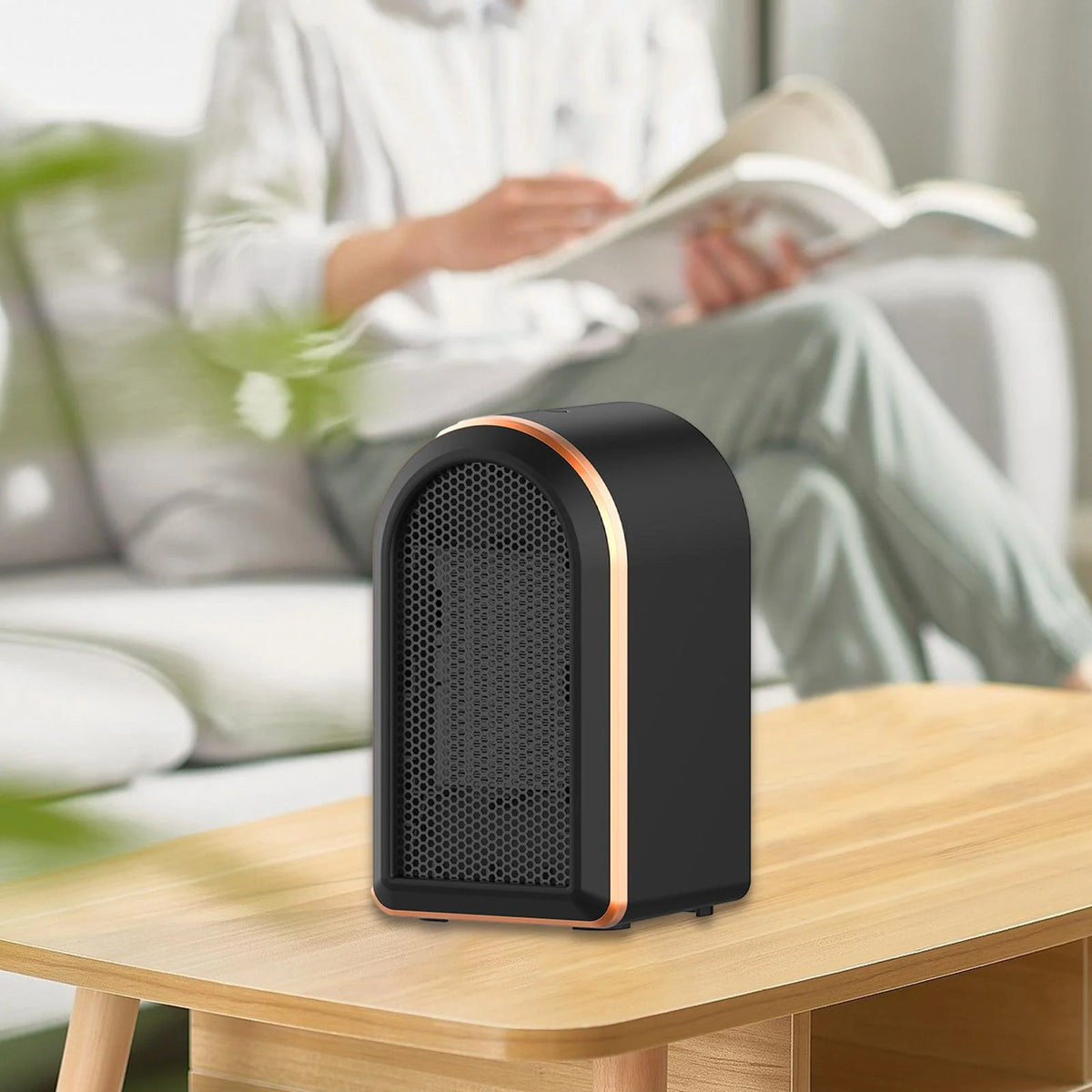 Black Mini Space Heater Fan F19219