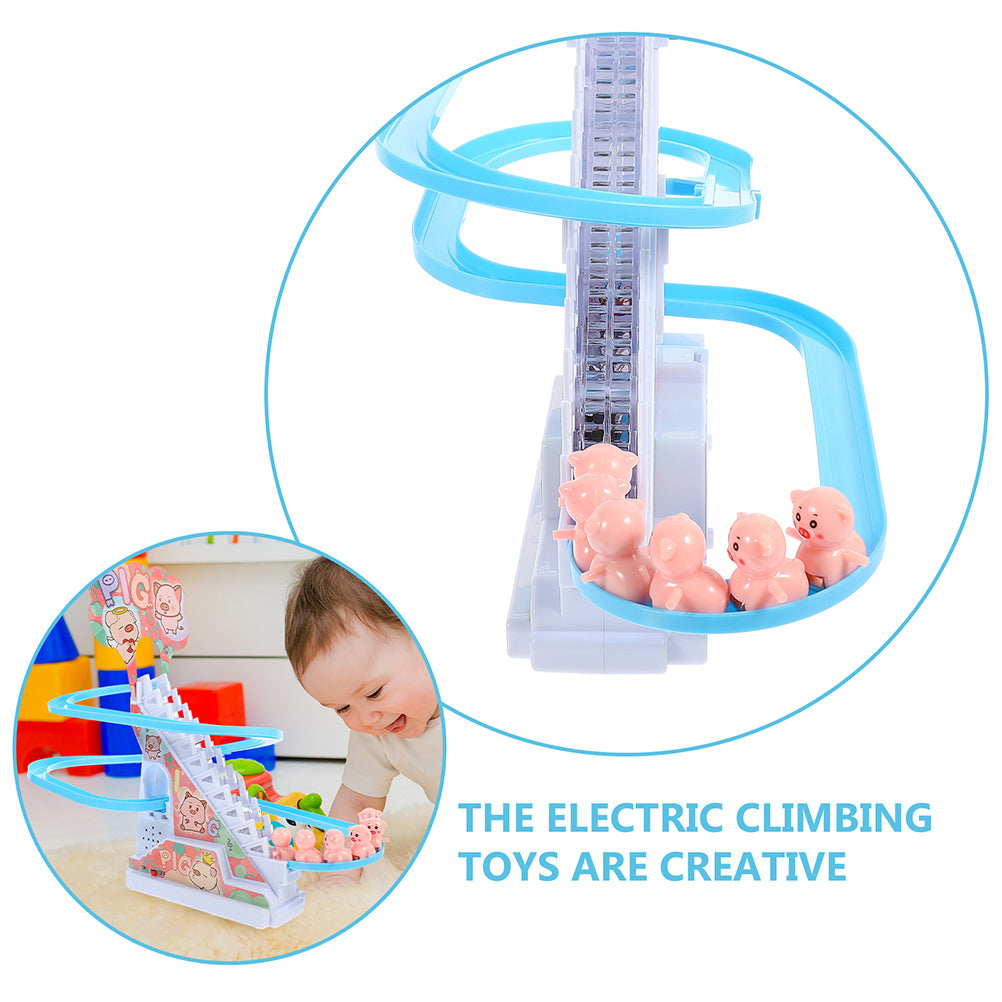 Piggy Sliding Toys Electric Piggy Climbing Stairs Tracks Slide Toy C291