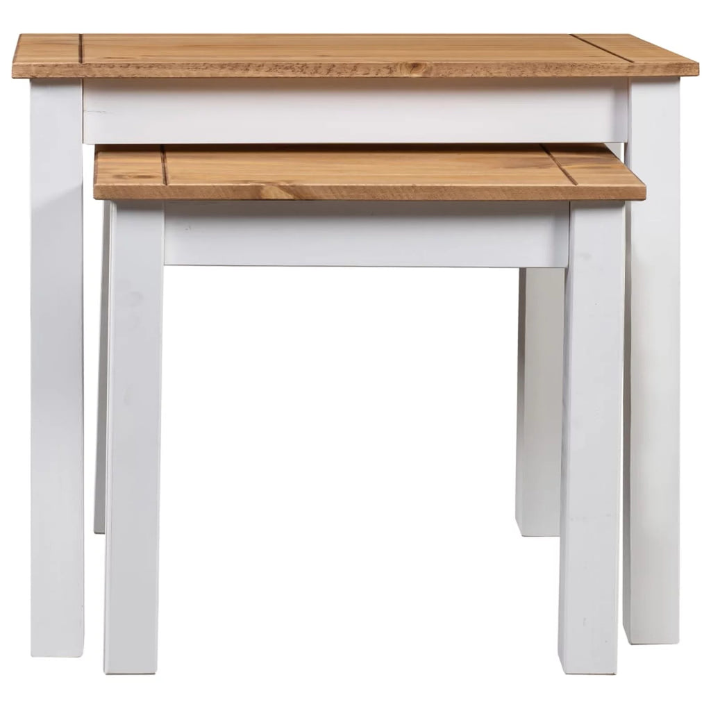 White 2 pcs Solid Pine Wood Nesting Tables K952