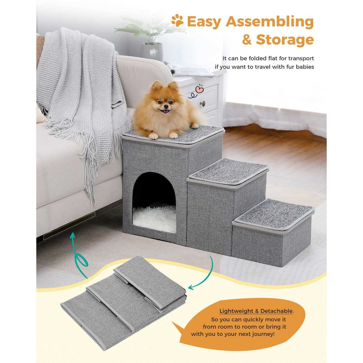3 Steps Storage Dog Stairs Q798