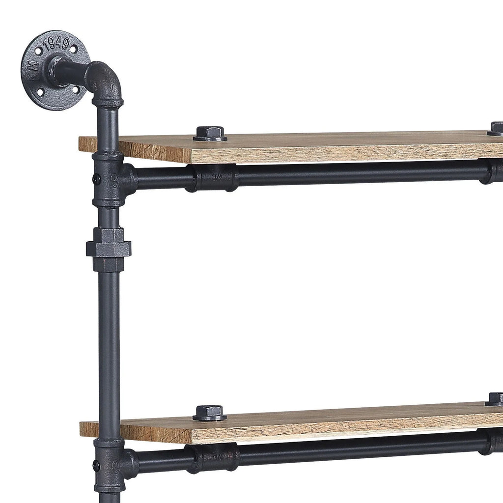 Oak and Sandy Black 5 Shelf Wall Rack Z52498
