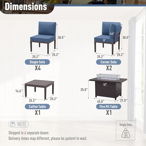 8 Pieces Metal Patio Furniture Set with Fire Pit Table G875974