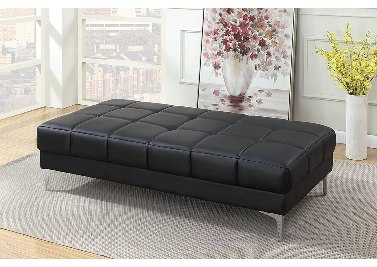 Black Bonded Leather Extra Large Ottoman A36837