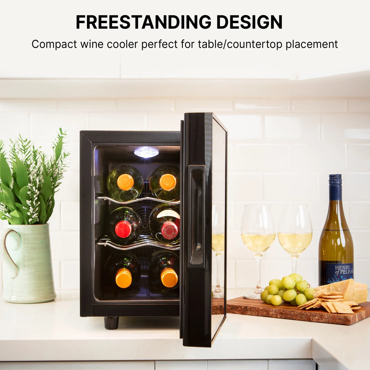 6-Bottle Wine Cooler with Wine Rack and Temp. Control C292