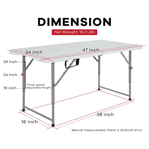 Folding Table 4FT Plastic Height Adjustable White N6204